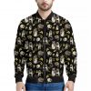 Raccoon And Banana Pattern Print Bomber Jacket