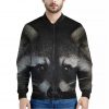 Raccoon Portrait Print Bomber Jacket