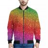 Rainbow Glitter Texture Print Bomber Jacket