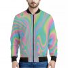 Rainbow Holographic Print Bomber Jacket