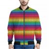Rainbow Knitted Mexican Pattern Print Bomber Jacket