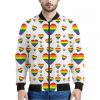 Rainbow LGBT Heart Pattern Print Bomber Jacket