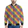Rainbow LGBT Plaid Pattern Print Bomber Jacket