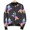 Rainbow Origami Unicorn Pattern Print Bomber Jacket