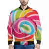 Rainbow Swirl Candy Print Bomber Jacket
