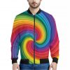 Rainbow Swirl Print Bomber Jacket