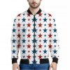 Red And Blue USA Star Pattern Print Bomber Jacket