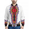 Red And White African Dashiki Print Bomber Jacket