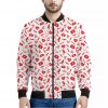 Red And White Nurse Pattern Print Bomber Jacket