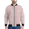 Red And White Tattersall Pattern Print Bomber Jacket