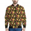 Red And Yellow Flowers Print Bomber Jacket