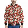 Red Apple Pattern Print Bomber Jacket