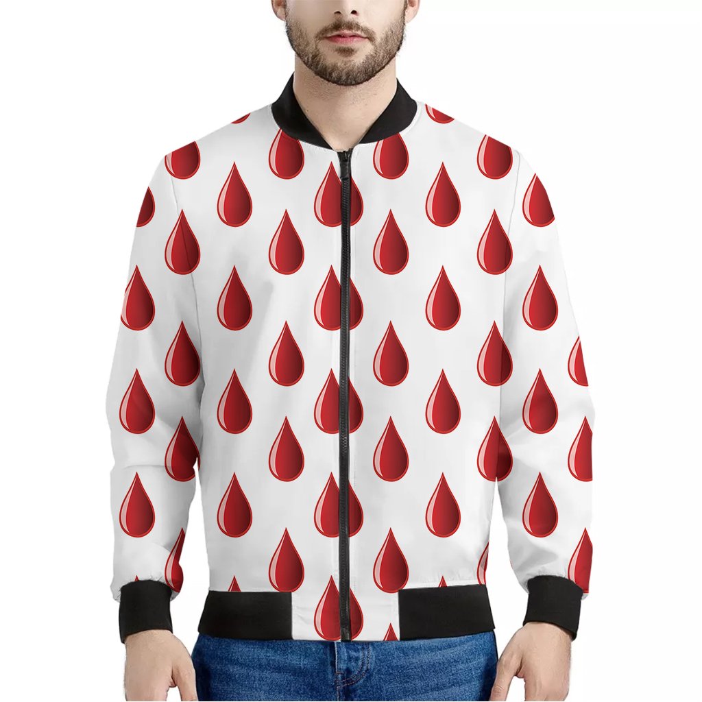 Red-Blood-Drop-Pattern-Print-Bomber-Jacket Red Blood Drop Pattern Print Bomber Jacket