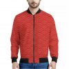 Red Chinese Pattern Print Bomber Jacket