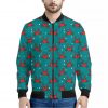Red Crab Pattern Print Bomber Jacket