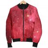 Red Galaxy Space Cloud Print Bomber Jacket