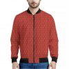 Red Geometric Japanese Pattern Print Bomber Jacket