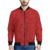 Red Glitter Texture Print Bomber Jacket