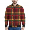 Red Green And Yellow Stewart Print Bomber Jacket