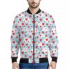 Red Heart Balloon Pattern Print Bomber Jacket
