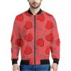 Red Heart Lollipop Pattern Print Bomber Jacket