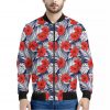 Red Hibiscus Tropical Pattern Print Bomber Jacket