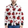Red Ladybug Pattern Print Bomber Jacket