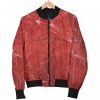 Red Marble Print Bomber Jacket
