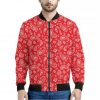 Red Paisley Bandana Pattern Print Bomber Jacket