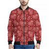 Red Paisley Pattern Print Bomber Jacket