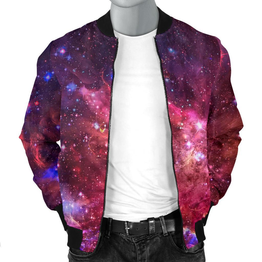 Red Purple Nebula Galaxy Space Print Bomber Jacket – Choose Your Style ...