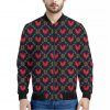 Red Rooster Pattern Print Bomber Jacket