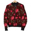 Red Rose Floral Flower Pattern Print Bomber Jacket