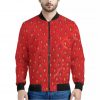 Red Strawberry Texture Print Bomber Jacket