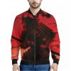 Red Sunset Samurai Print Bomber Jacket