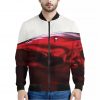 Red Wine Print Bomber Jacket