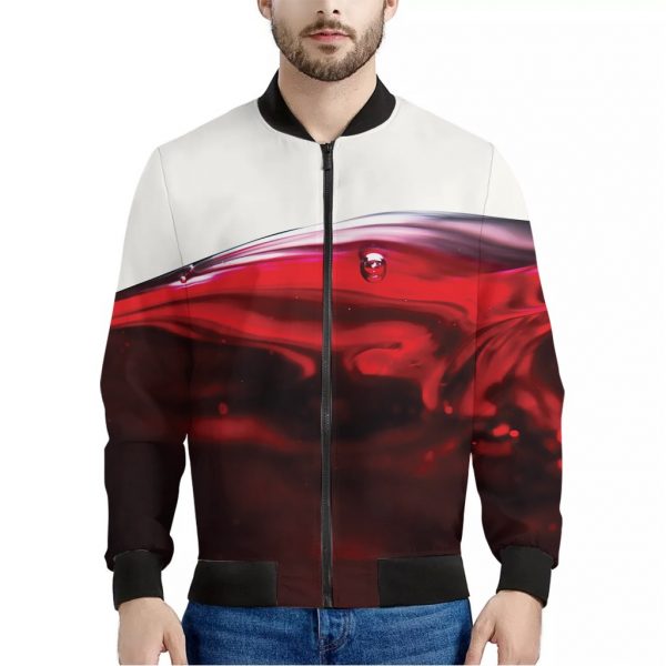 Red Wine Print Bomber Jacket