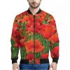 Remembrance Day Poppy Print Bomber Jacket