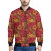 Retro Hawaiian Tropical Floral Print Bomber Jacket