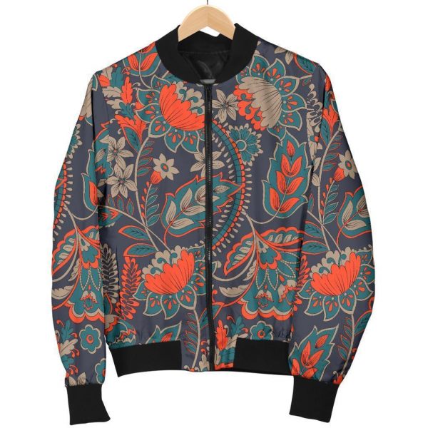 Retro Vintage Bohemian Floral Print Bomber Jacket