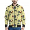Rooster And Flower Pattern Print Bomber Jacket