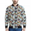 Rooster And Snowflake Pattern Print Bomber Jacket