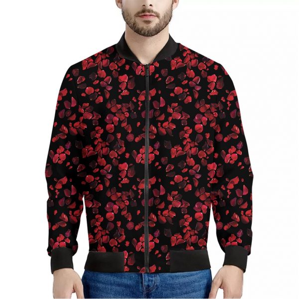 Rose Petals Pattern Print Bomber Jacket