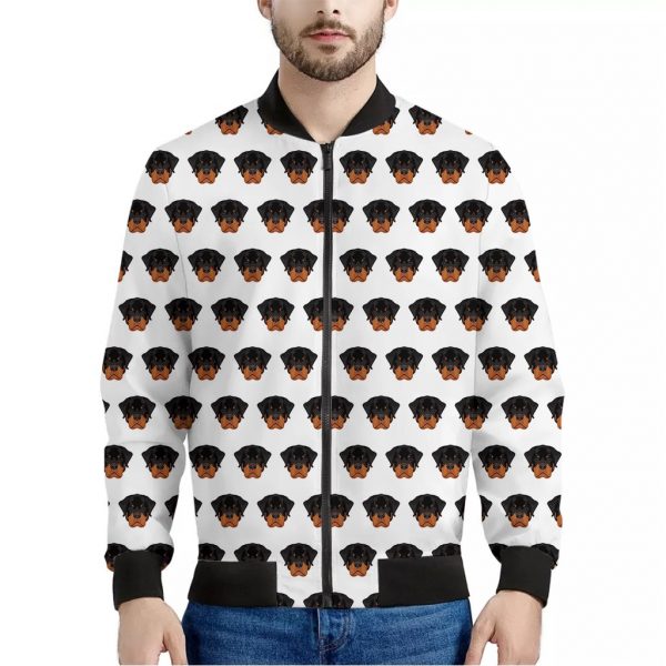 Rottweiler Face Pattern Print Bomber Jacket