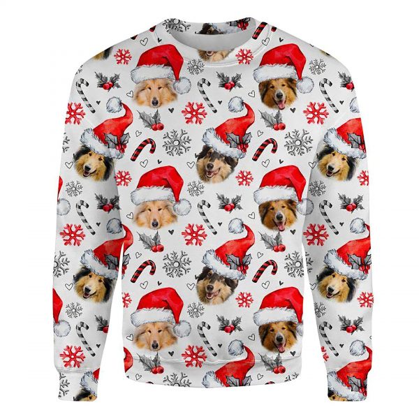 Rough Collie Xmas Decor Ugly Christmas Sweatshirt Animal Dog Cat Sweater Unisex