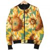 Sage Watercolor Sunflower Pattern Print Bomber Jacket
