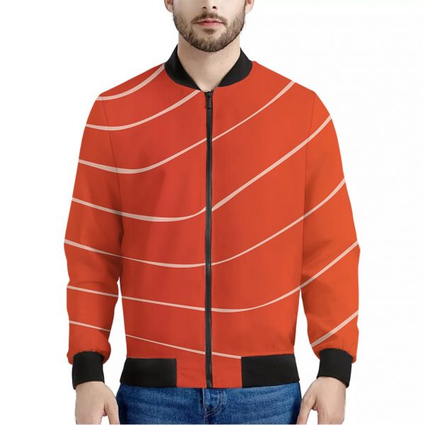 Salmon Texture Print Bomber Jacket