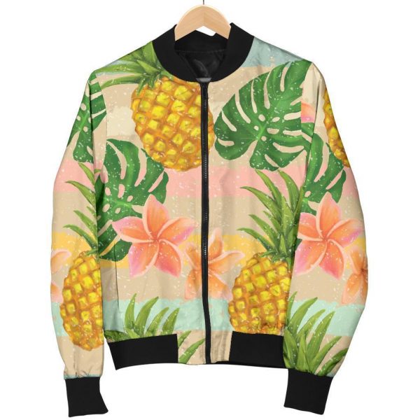 Sand Beach Pineapple Pattern Print Bomber Jacket