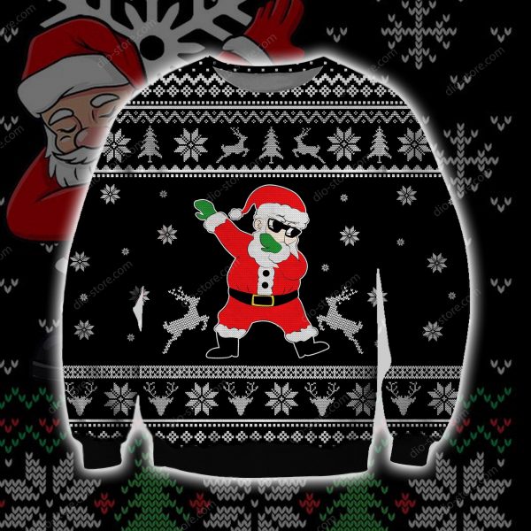 Santa Dabbing Knitting Pattern 3D Print Ugly Christmas Sweatshirt