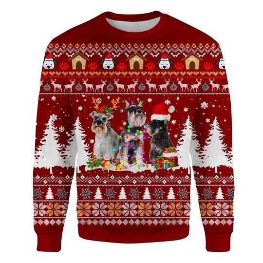 Schnauzer Ugly Christmas Sweatshirt Animal Dog Cat Sweater Unisex